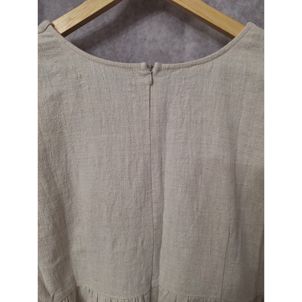 Women's Cream Midi Dress with Ruffle Hem - Picture 9 of 11